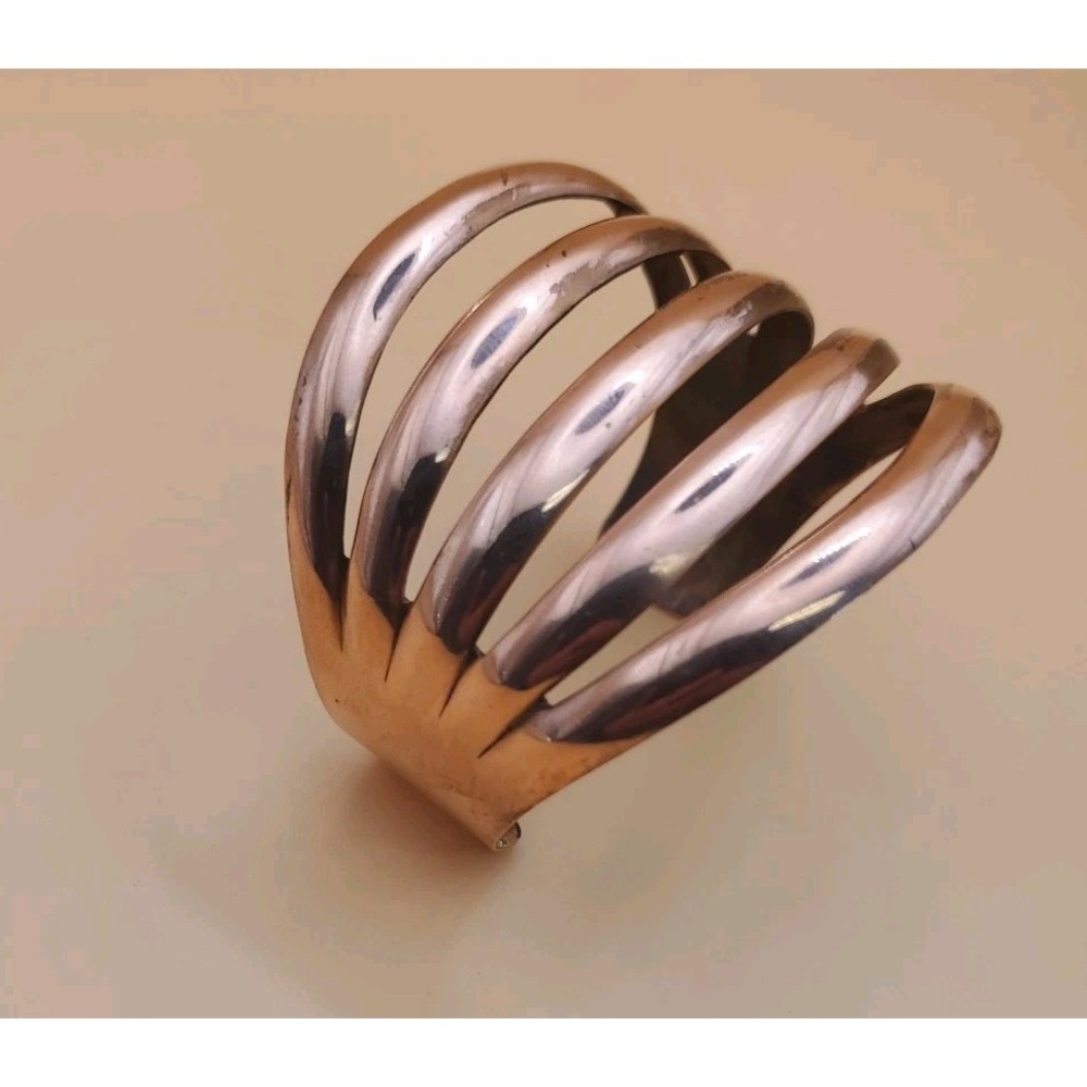 Vintage 1970s Solid Copper Ladder Bracelet Cuff Adjustable